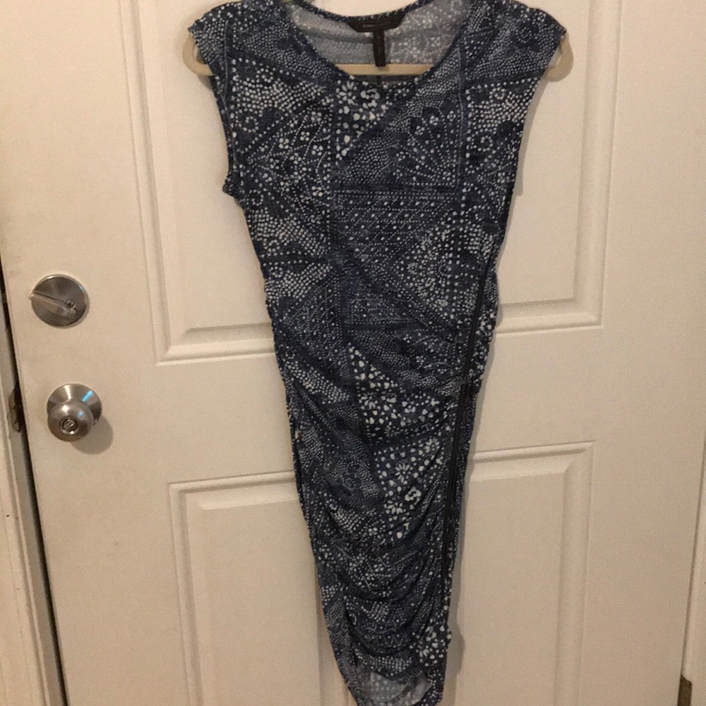 blue patterned dress